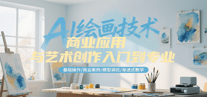 AI绘画技术商业应用与艺术创作入门到专业，基础操作/商业案例/模型调优/渐进式教学-928资源网