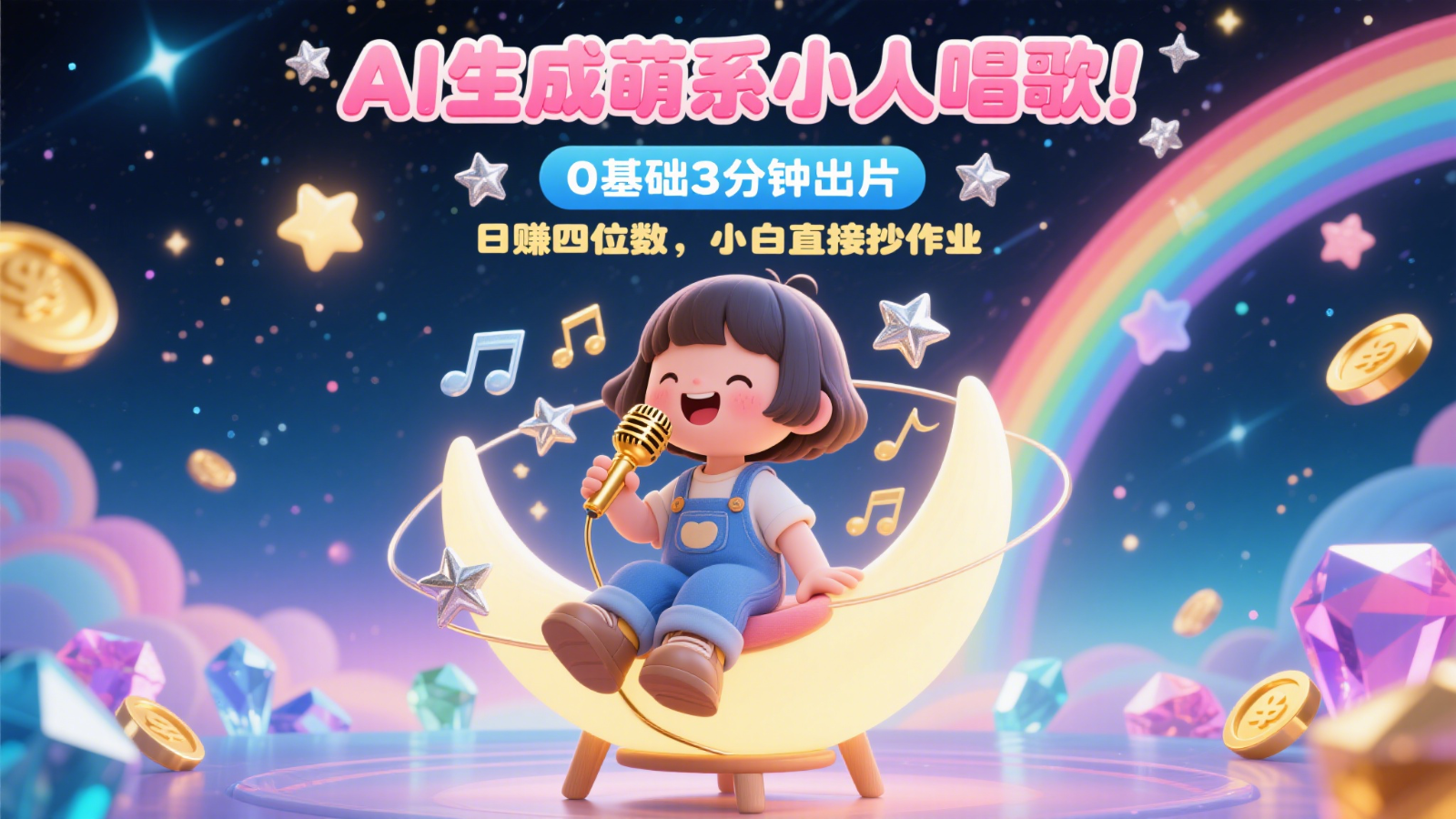 AI生成萌系小人唱歌！0基础3分钟出片，28个作品涨粉9万，日赚四位数，小白直接抄作业-928资源网