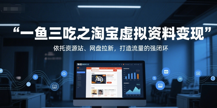 一鱼三吃之淘宝虚拟资料变现，依托资源站、网盘拉新，打造流量的强闭环-928资源网