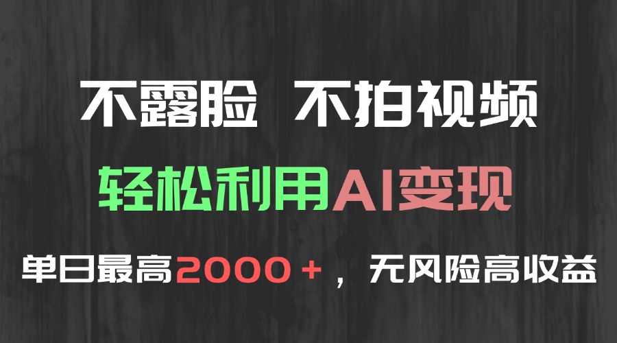 不露脸，不拍视频，轻松利用AI变现，单日最高2000＋，无风险高利润-928资源网