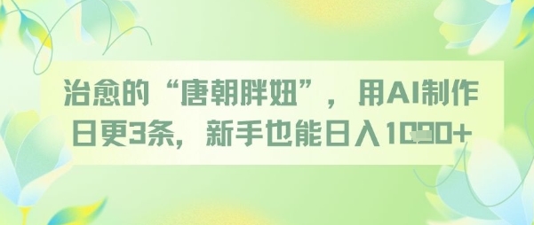 治愈的“唐朝胖妞”，用AI制作日更3条，新手也能日入多张-928资源网