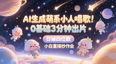 AI生成萌系小人唱歌，0基础3分钟出片，28个作品涨粉8.9W，单条最高19W赞，日入四位数，小白直接抄作业-928资源网