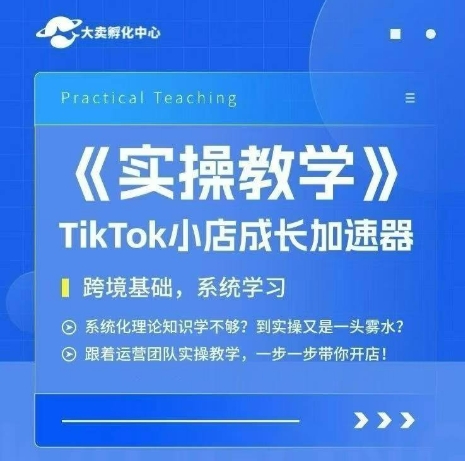 大卖家孵化中心TikTok实操课，TikTok小店成长加速器，跨境基础系统学习，一步一步带你开店-928资源网
