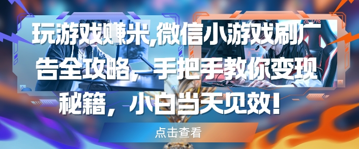 玩游戏挣米，微信小游戏刷广告全攻略，手把手教你变现秘籍，小白当天见效-928资源网