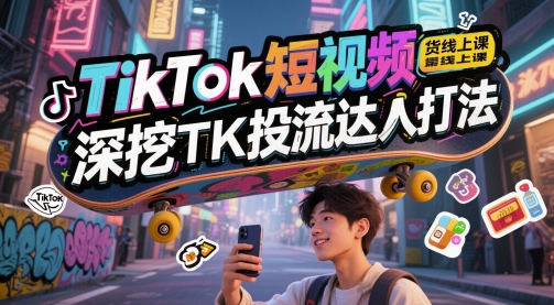 TikTok短视频带货线上课，深挖TK投流达人打法-928资源网