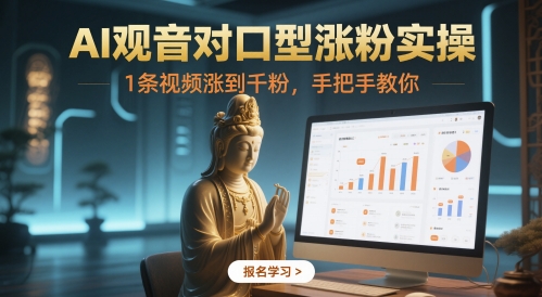 AI观音对口型涨粉实操，1条视频涨到千粉，手把手教你-928资源网