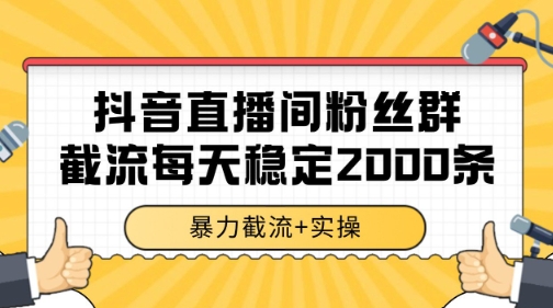 抖音直播间粉丝群暴力截流，一台电脑每天稳定2000条数据【揭秘】-928资源网