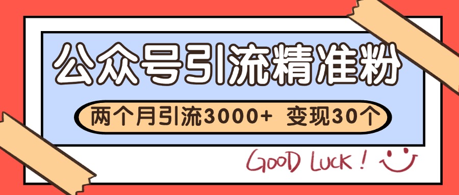 公众号精准粉引流玩法 2个月3000+精准粉 变现30万+-928资源网