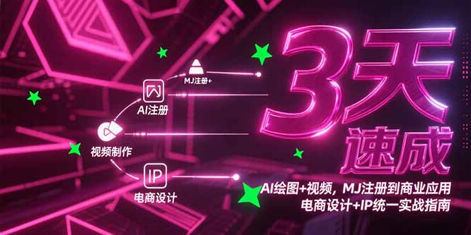 3天速成AI绘图+视频，MJ注册到商业应用，电商设计+IP统一实战指南-928资源网