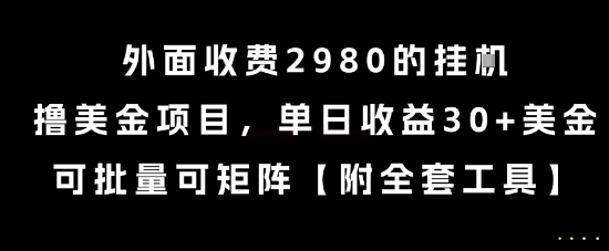 外面收费2980的挂G撸美金项目，单日收益30+美金，可批量可矩阵【揭秘】-928资源网