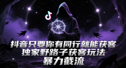 抖音只要你有同行就能获客，独家野路子获客玩法，暴力截流【揭秘】-928资源网