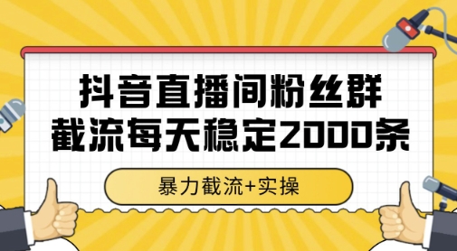 抖音直播间粉丝群暴力截流，一台电脑每天稳定2000条数据，暴力截流+实操 【揭秘】-928资源网