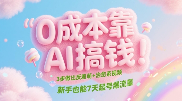 0成本靠AI搞钱！3步做出反差萌+治愈系视频，新手也能7天起号爆流量-928资源网
