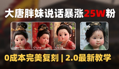 AI大唐胖贵妃说话2.0，40条视频暴涨40w粉，附独家变现攻略-928资源网