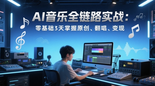 AI音乐全链路实战变现课：零基础3天掌握原创、翻唱、变现-928资源网
