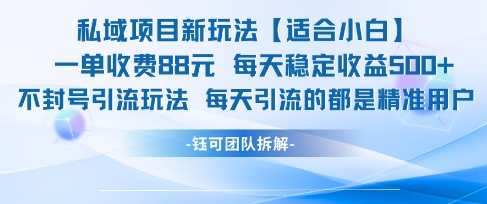 私域项目新玩法【适合小白】 一单收费88.每天稳定收益几张-928资源网
