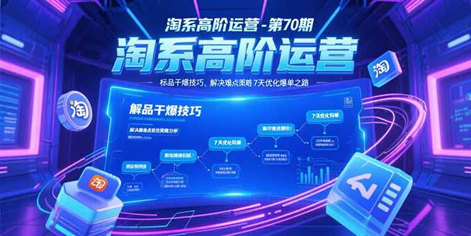 淘系高阶运营-第70期，标品干爆技巧，解决难点策略，大佬操盘方法-928资源网