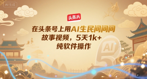 在头条号上用AI生民间故事视频，5天1k+，纯软件操作-928资源网