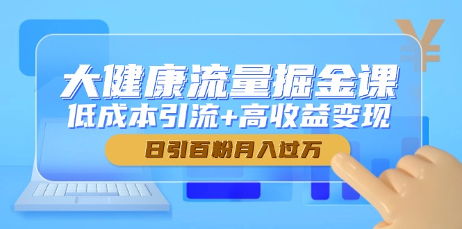 大健康流量掘金课，低成本引流+高收益变现，日引百粉月入过万-928资源网
