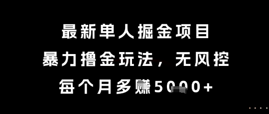 最新单人掘金项目，暴力撸金玩法，无风控，每个月多挣5k+【揭秘】-928资源网