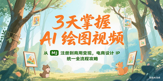 3天掌握AI绘图视频，从MJ 注册到商用变现，电商设计IP统一全流程攻略-928资源网