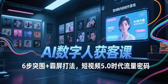 AI数字人获客课，6步突围+霸屏打法，短视频5.0时代流量密码-928资源网