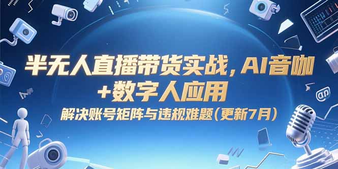 半无人直播带货实战，AI音咖+数字人应用 解决账号矩阵与违规难题(更新7月-928资源网