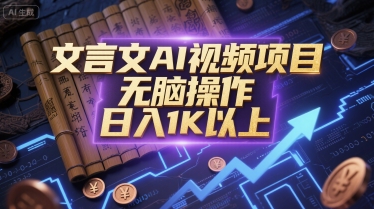 文言文AI视频项目，无脑操作，日入1K以上-928资源网