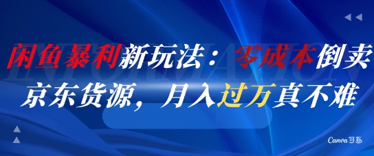 闲鱼暴利新玩法：零成本倒卖京东货源，月入过1W真不难-928资源网