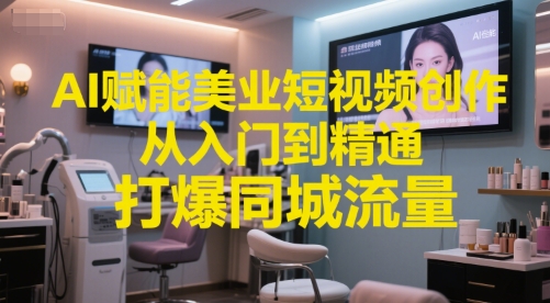 AI赋能美业短视频创作，从入门到精通，打爆同城流量，超级AI工具短视频实操落地-928资源网