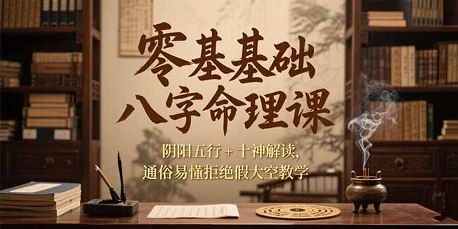零基础八字命理课，阴阳五行+十神解读，通俗易懂拒绝假大空教学-928资源网