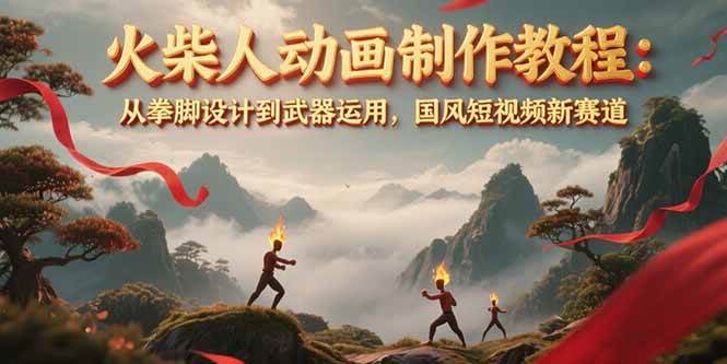 火柴人动画制作教程：从拳脚设计到武器运用，国风短视频新赛道-928资源网