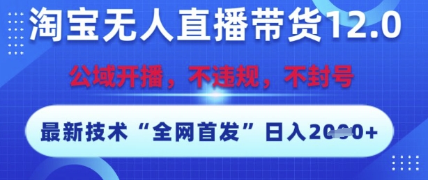 淘宝无人直播带货12.0，最新技术，不封号，不违规，操作简单，开播爆单，日入多张【揭秘】-928资源网