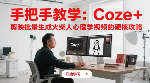 手把手教学：Coze + 剪映批量生成火柴人心理学视频的硬核攻略-928资源网