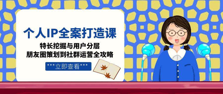 个人IP全案打造课，特长挖掘与用户分层，朋友圈策划到社群运营全攻略-928资源网