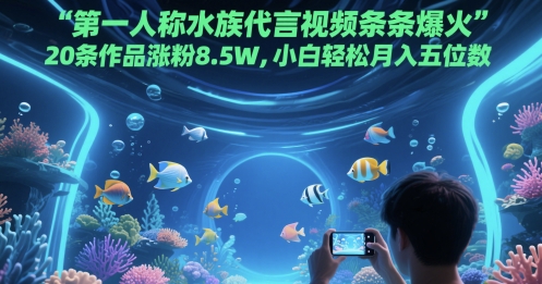 第一人称水族代言视频条条爆火，20条作品涨粉8.5W，小白轻松月入五位数-928资源网