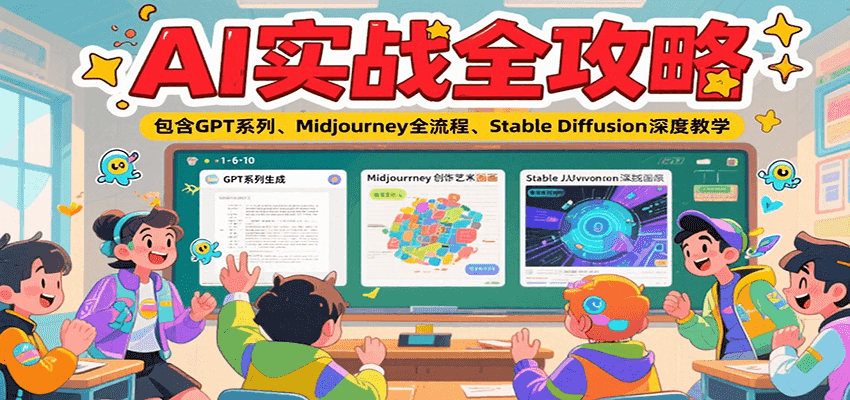 AI实战全攻略，包含GPT系列、Midjourney全流程、Stable Diffusion深度教学-928资源网