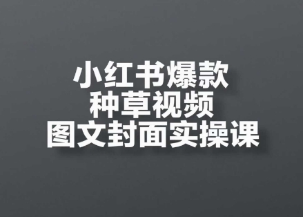 小红书爆款种草视频图文封面实操课，​开店、选品、引流、变现全流程-928资源网