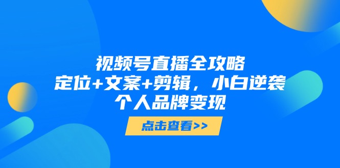 视频号直播全攻略，定位+文案+剪辑，小白逆袭个人品牌变现-928资源网