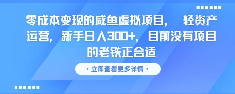 零成本变现的咸鱼虚拟项目， 轻资产运营，新手日入3张+，目前没有项目的老铁正合适-928资源网