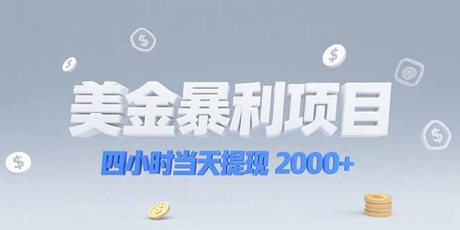 美金暴利项目，四小时当天提现 2000+机会留给会选赛道的人-928资源网