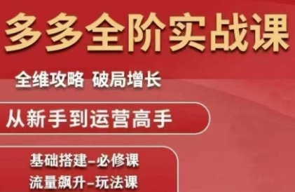 拼多多全阶实战课程，全维攻略，破局增长，从新手到运营高手-928资源网