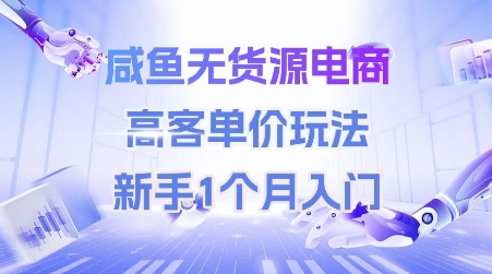 咸鱼无货源电商，高客单价玩法，新手1个月入门-928资源网