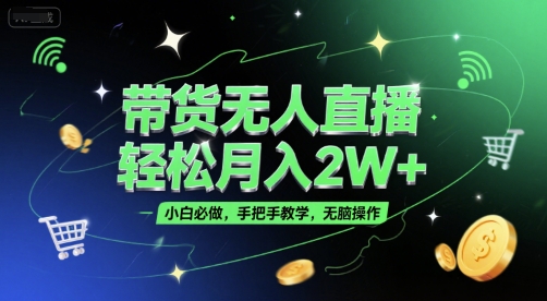 带货无人直播，轻松月入2W+，小白必做，手把手教学，无脑操作(附学习资料)-928资源网