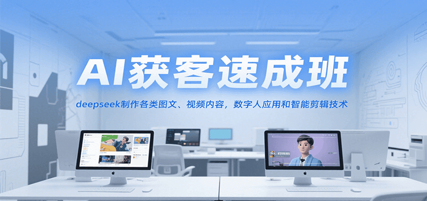 AI获客速成班，deepseek制作各类图文、视频内容，数字人应用和智能剪辑技术-928资源网