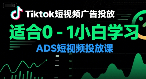 Tiktok短视频广告投放，适合0-1小白学习ADS短视频投放课-928资源网